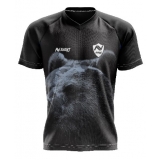 camisa de futebol preta Paraisolândia