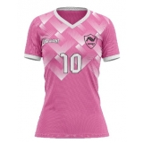 confecção de camisa de futebol rosa Anália Franco